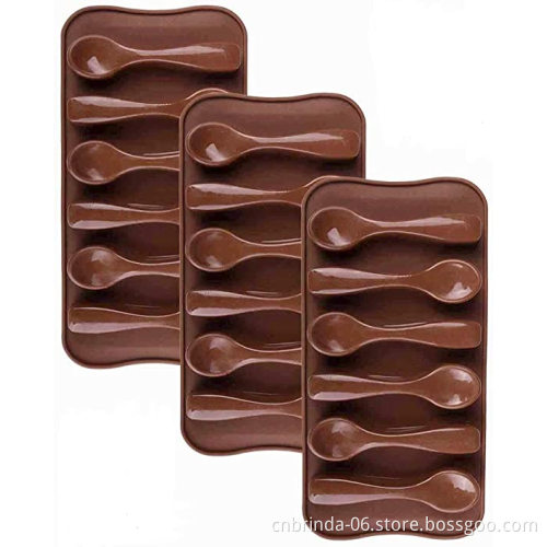 Silicone Chocolate Moulds 6-Cavity Spoon Shaped Chocolate Molds Nonstick Reusable DIY Baking Moulds for Candy Fondant